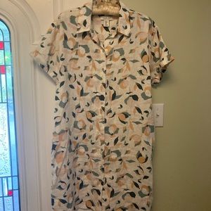 Rachel Zoe,linen print button down women’s dress size large NWT